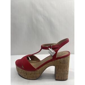 Wild Pair JILLIENF Shoes Women's Size 8.5 Red Cork Platform Block Heel Sandals